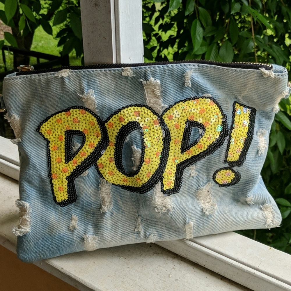 Sequin Pop Denim Clutch Retro
